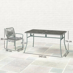 Wyld Haus Rolapa Rattan Rope Grey 5-Piece Outdoor Garden Dining Set With Stackable Chairs And Glass-Top Table - thumbnail 4