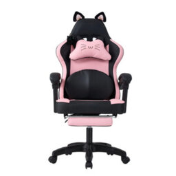 Living And Home Ergonomic High Back Black Pink Qute Gaming Chair With Footrest - thumbnail 2