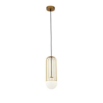 Luminosa Lighting Luminosa Telford Cage Ceiling Pendant Lamp Gold, 1 Light, G9 - image 1