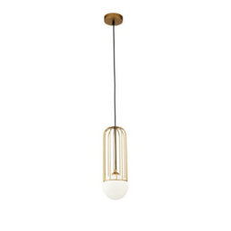Luminosa Lighting Luminosa Telford Cage Ceiling Pendant Lamp Gold, 1 Light, G9 - thumbnail 1