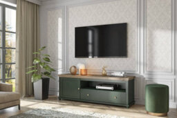Arte Evora 40 Tv Cabinet W1810mm H610mm D490mm - Green & Oak Lefkas, Sleek Design With Cable Management - thumbnail 3