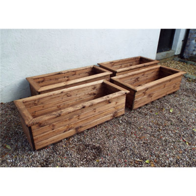 Marlborough Traditional Extra Large Wooden Trough Planter X 4 - image 1