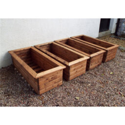 Marlborough Traditional Extra Large Wooden Trough Planter X 4 - thumbnail 4