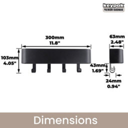 Keypak Key Holder For Wall With Shelf - Black 4 Hook Key Rack & 30Cm Letter Holder For Entryways, Hallways, Kitchens & Porches - thumbnail 2