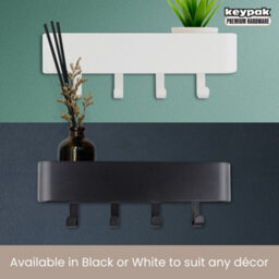 Keypak Key Holder For Wall With Shelf - Black 4 Hook Key Rack & 30Cm Letter Holder For Entryways, Hallways, Kitchens & Porches - thumbnail 5