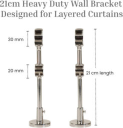 Lister Cartwright Double Curtain Fixed Pole Set With Polished Steel Ball Finials - 19mm And 28mm Metal Poles(200 Cm) - thumbnail 2