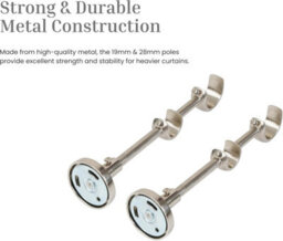 Lister Cartwright Double Curtain Fixed Pole Set With Polished Steel Ball Finials - 19mm And 28mm Metal Poles(200 Cm) - thumbnail 5