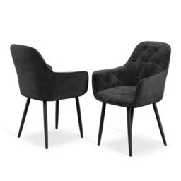 More4Homes Calne Calcutta Gold Ceramic Round Dining Table & 4 Anika Velvet Black Chairs - thumbnail 6