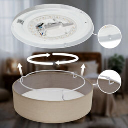 Briloner Mains-Powered Led Taupe Fabric Shade Ceiling Light (Dia)38Cm - thumbnail 8
