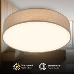 Briloner Mains-Powered Led Taupe Fabric Shade Ceiling Light (Dia)38Cm - thumbnail 2