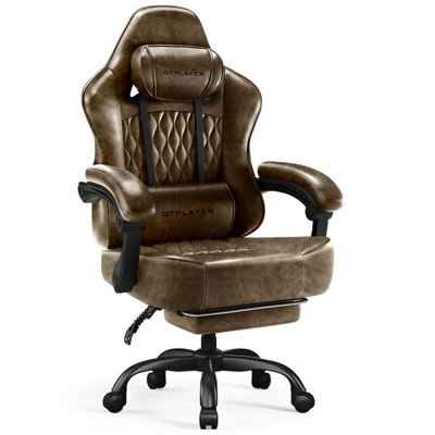 Gtplayer Gaming Chair, Ergonomic Computer Chair With Footrest And Lumbar Support Height Adjustable, Brown - image 1