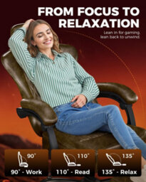 Gtplayer Gaming Chair, Ergonomic Computer Chair With Footrest And Lumbar Support Height Adjustable, Brown - thumbnail 4