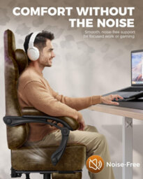Gtplayer Gaming Chair, Ergonomic Computer Chair With Footrest And Lumbar Support Height Adjustable, Brown - thumbnail 3