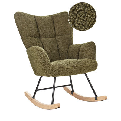 Beliani Rocking Chair Oulu Boucle Dark Green - image 1