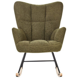 Beliani Rocking Chair Oulu Boucle Dark Green - thumbnail 5