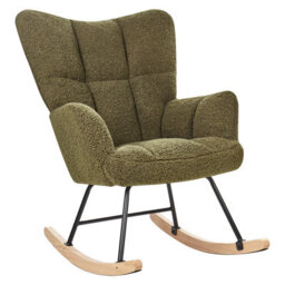 Beliani Rocking Chair Oulu Boucle Dark Green - thumbnail 4