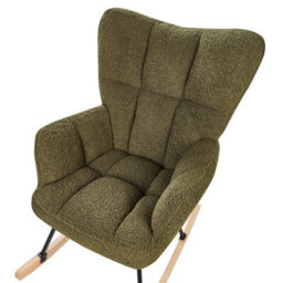 Beliani Rocking Chair Oulu Boucle Dark Green - thumbnail 7