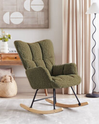 Beliani Rocking Chair Oulu Boucle Dark Green - thumbnail 2