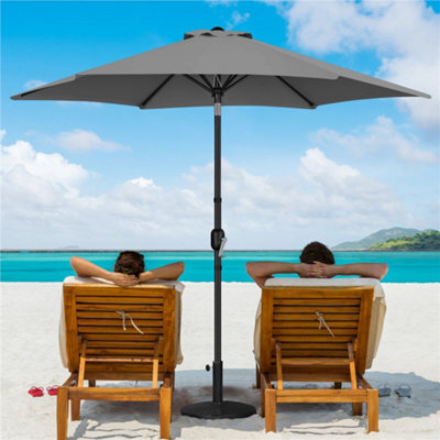 Yaheetech Grey 9Ft Garden Parasol Outdoor Canopy Sun Shade Patio Umbrella With 6 Ribs And Push Button Tilt - image 1