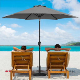 Yaheetech Grey 9Ft Garden Parasol Outdoor Canopy Sun Shade Patio Umbrella With 6 Ribs And Push Button Tilt - thumbnail 1