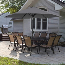 Yaheetech Grey 9Ft Garden Parasol Outdoor Canopy Sun Shade Patio Umbrella With 6 Ribs And Push Button Tilt - thumbnail 2