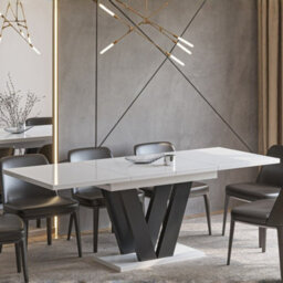 Modern Extendable Dining Table Lara 130 To 210 Cm White Gloss - thumbnail 2