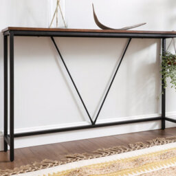 LEDREM Console Table For Hallway, Slim Sofa Table For Living Room, Hallway Table, Easy Assembly, Rustic Brown And Ink Black - thumbnail 6