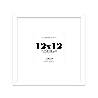 "12X12"" White Picture Frame - 12X12"" Square Frame With 9X9"" Mount For 12X12""/9X9"" Pictures Classic Style Thin Edge, 1 Pack" - image 1
