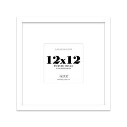 "12X12"" White Picture Frame - 12X12"" Square Frame With 9X9"" Mount For 12X12""/9X9"" Pictures Classic Style Thin Edge, 1 Pack" - thumbnail 1