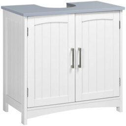 Kleankin Pedestal Under Sink Cabinet, Bathroom Storage Vanity Unit, White - thumbnail 2