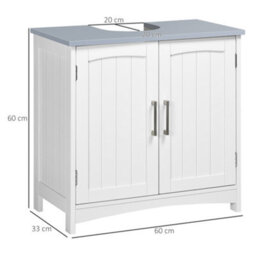 Kleankin Pedestal Under Sink Cabinet, Bathroom Storage Vanity Unit, White - thumbnail 3