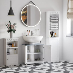 Kleankin Pedestal Under Sink Cabinet, Bathroom Storage Vanity Unit, White - thumbnail 7