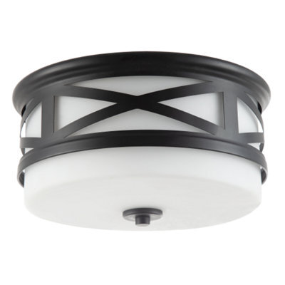 Happy Homewares Vintage Classic Bathroom Flush Ceiling Light Fitting In Matte Black - image 1