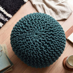 Bravich Forest Green Chunky Knitted Pouffe Footstool - 50Cm Round - thumbnail 4