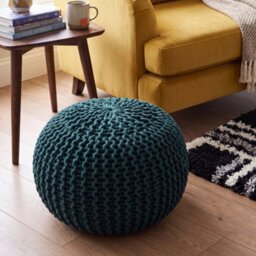 Bravich Forest Green Chunky Knitted Pouffe Footstool - 50Cm Round - thumbnail 5