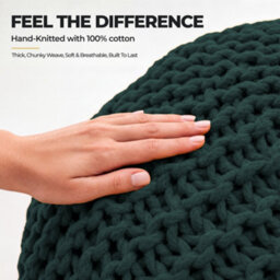 Bravich Forest Green Chunky Knitted Pouffe Footstool - 50Cm Round - thumbnail 8
