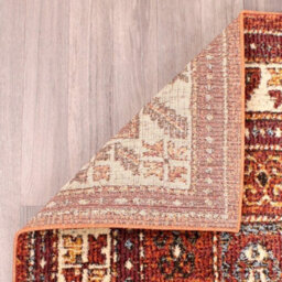 Orange Easy To Clean Bordered Geometrical Traditional Persian Rug For Living Room, Bedroom, Dining Room - 120Cm X 170Cm - thumbnail 7