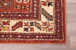 Orange Easy To Clean Bordered Geometrical Traditional Persian Rug For Living Room, Bedroom, Dining Room - 120Cm X 170Cm - thumbnail 5