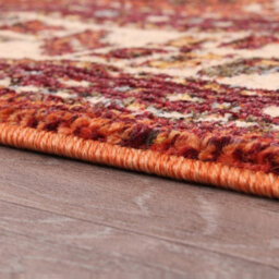 Orange Easy To Clean Bordered Geometrical Traditional Persian Rug For Living Room, Bedroom, Dining Room - 120Cm X 170Cm - thumbnail 4