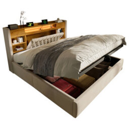 Super King Linen Hydraulic Storage Bed With Led & Charging - thumbnail 7