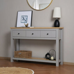 Wiltshire 3 Drawer Console Table - Grey - - thumbnail 2