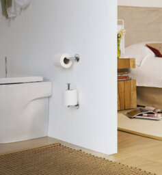 Cosmic Toilet Roll Holder, Self-Adhesive, Stainless Steel, Anti-Corrosion, Chrome, Duo Round Collection - thumbnail 2
