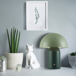 Happy Homewares Modern Rechargeable Mushroom Table Lamp In Forest And Olive Green - Touch Dimmer - thumbnail 7