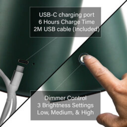 Happy Homewares Modern Rechargeable Mushroom Table Lamp In Forest And Olive Green - Touch Dimmer - thumbnail 5