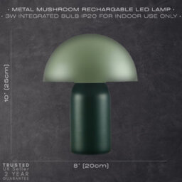 Happy Homewares Modern Rechargeable Mushroom Table Lamp In Forest And Olive Green - Touch Dimmer - thumbnail 6