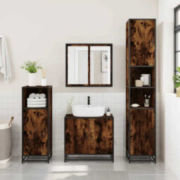 Berkfield Bathroom Sink Cabinet Smoked Oak 65X33X60 Cm Engineered Wood - thumbnail 3