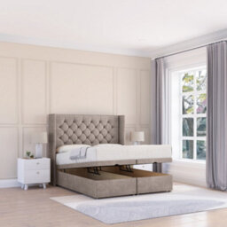 "Sloomy Dior Pebble Plush 4Ft Ottoman Bed End Opening With Sprung Memory Mattress & 54"" Headboard-Small Double" - thumbnail 1