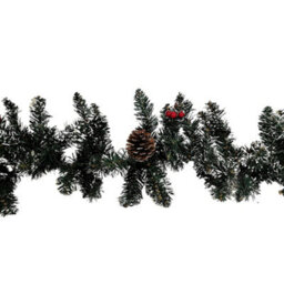 Samuel Alexander 2.7M Green Christmas Garland With Pine Cones And Red Berries - thumbnail 8