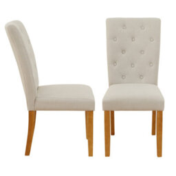 The Furniture Market Bunbury Natural Linen Fabric Button Back Dining Chair Oak Legs Upholstered Seat Sprung & Webbed Base Solid Wood Frame - thumbnail 5
