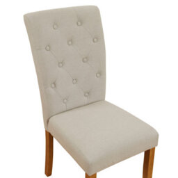The Furniture Market Bunbury Natural Linen Fabric Button Back Dining Chair Oak Legs Upholstered Seat Sprung & Webbed Base Solid Wood Frame - thumbnail 6